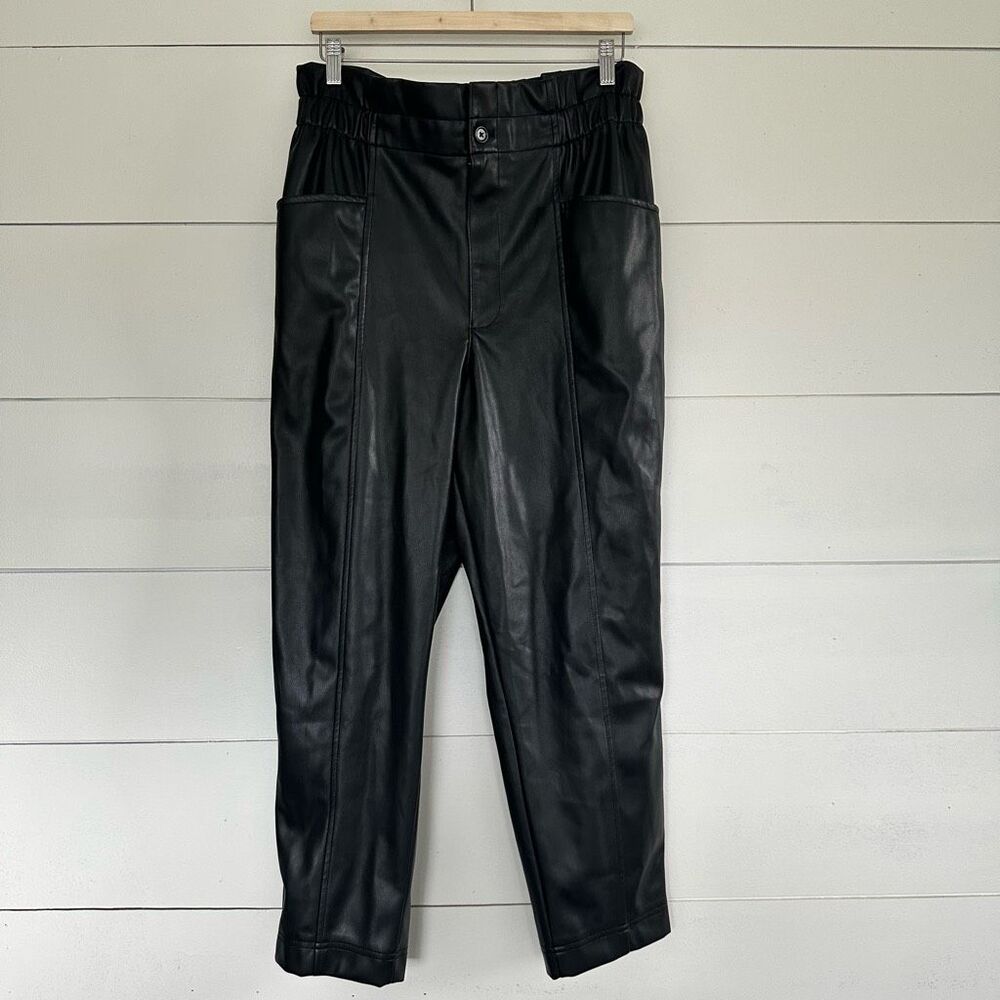 Madewell Women’s 12 Black Vegan Leather Paperbag Pants New NWT